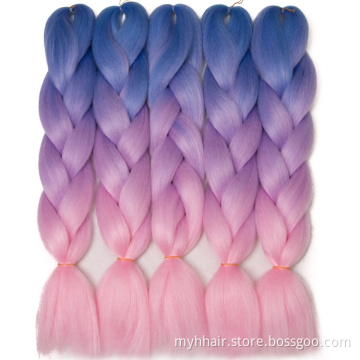 Synthetic hair pre stretched Crochet Hair 24 inch Ombre Braiding Hair for Women extensions Wholesale Cheap Jumbo Braid